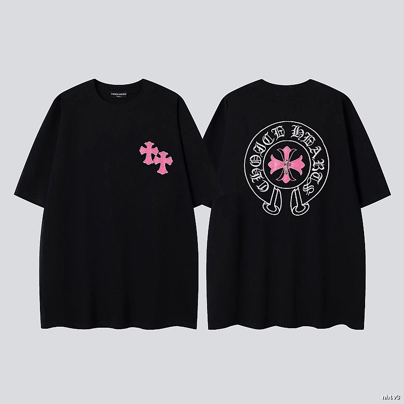 Chrome Hearts Cross Embroidered Street-style Black T-Shirt