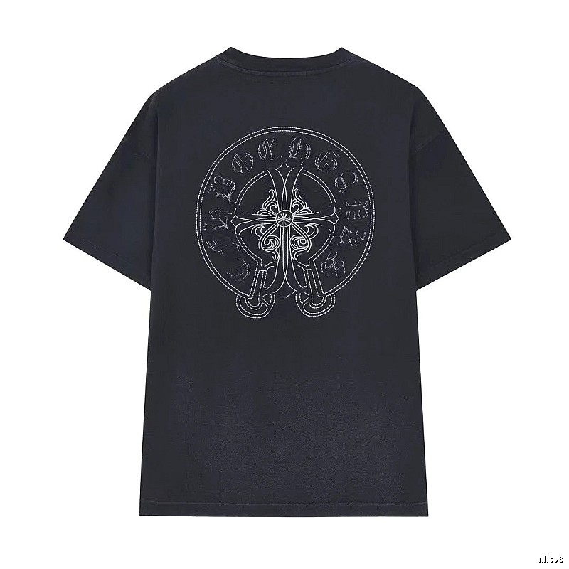 Chrome Hearts Cross Embroidered Street Style Black T-Shirt