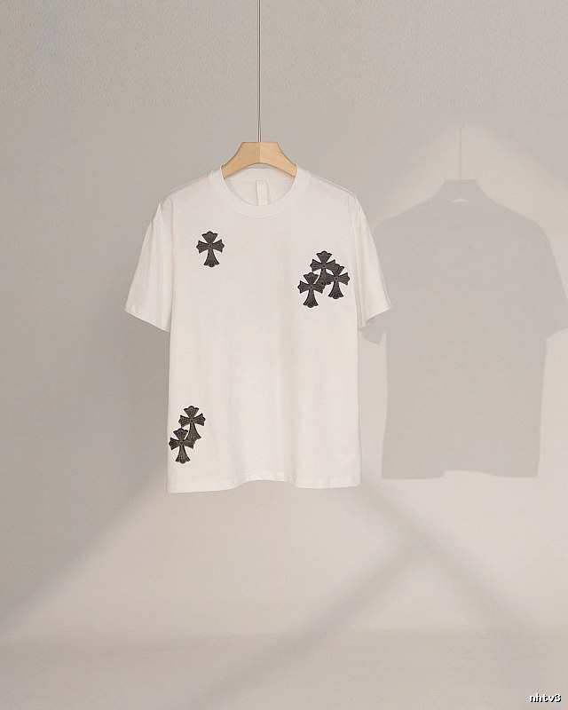 Chrome Hearts Cross Patch Street Style White T-Shirt