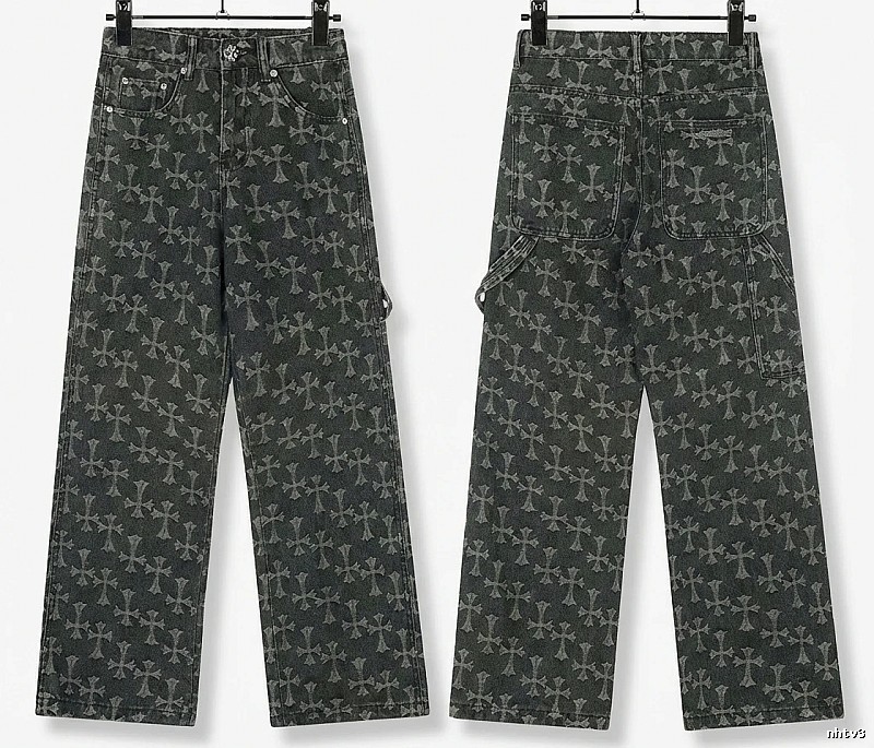 Chrome Hearts cross print black jeans