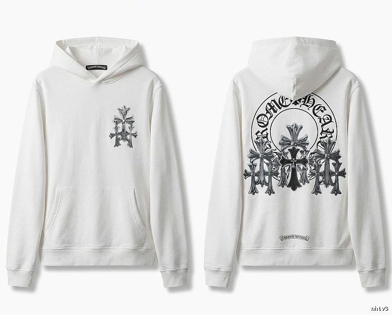 Chrome Hearts Cross Trendy and Cool Style White Hoodie