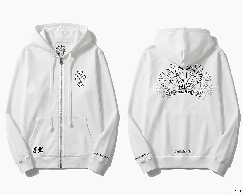 Chrome Hearts Cross Trendy and Cool Style White Sweatshirt