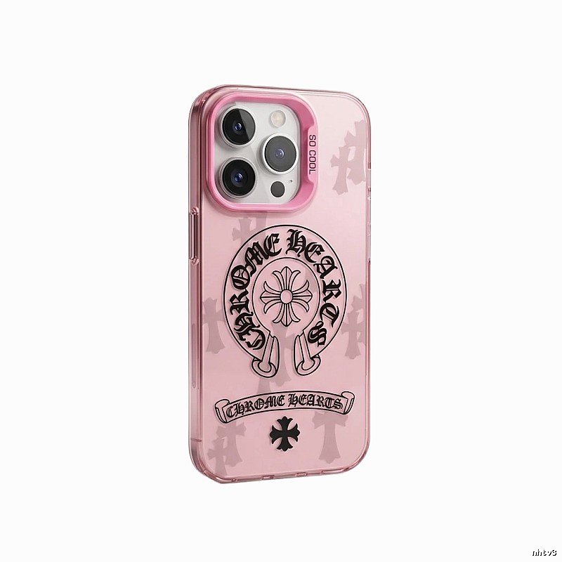 Chrome Hearts dark style pink iPhone case