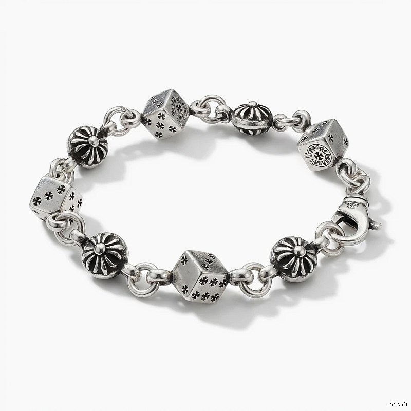Chrome Hearts Dice Retro Style Silver Bracelet