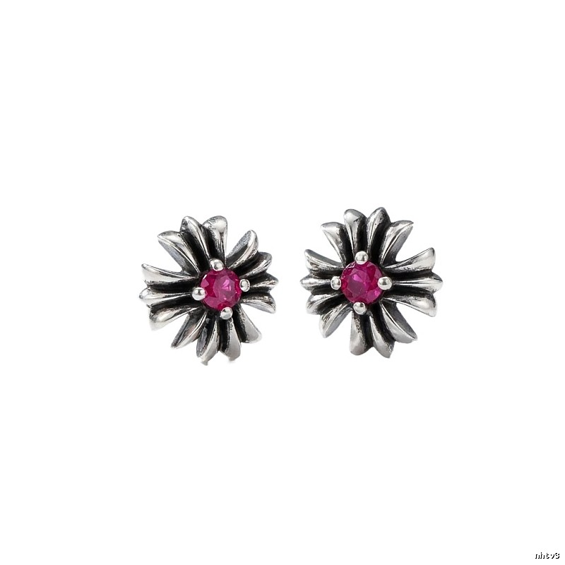 Chrome Hearts Flower Style Rose Red Earrings