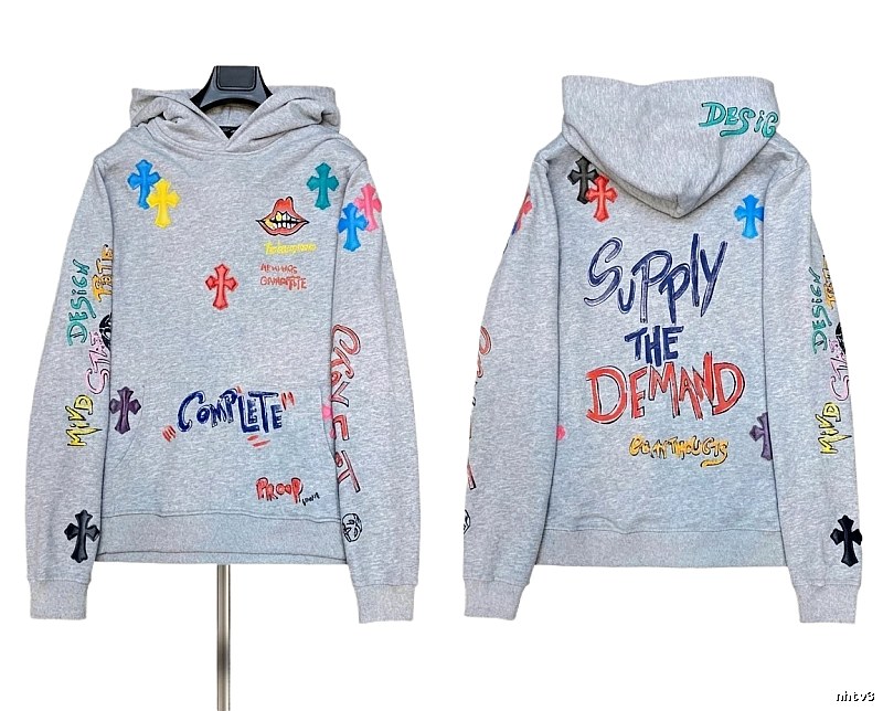 Chrome Hearts Graffiti Style Grey Hoodie