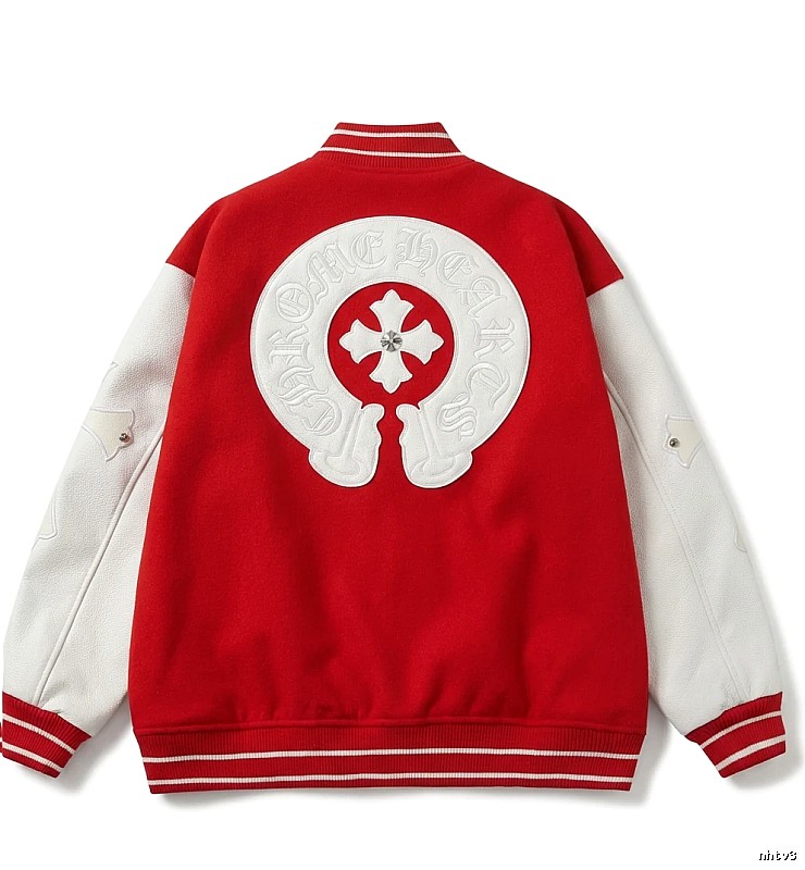 Chrome Hearts Retro Red and White Baseball Jacket