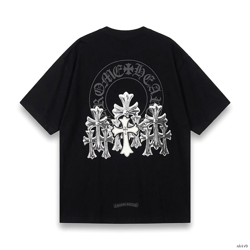 Chrome Hearts Silver Cross Black T - Shirt