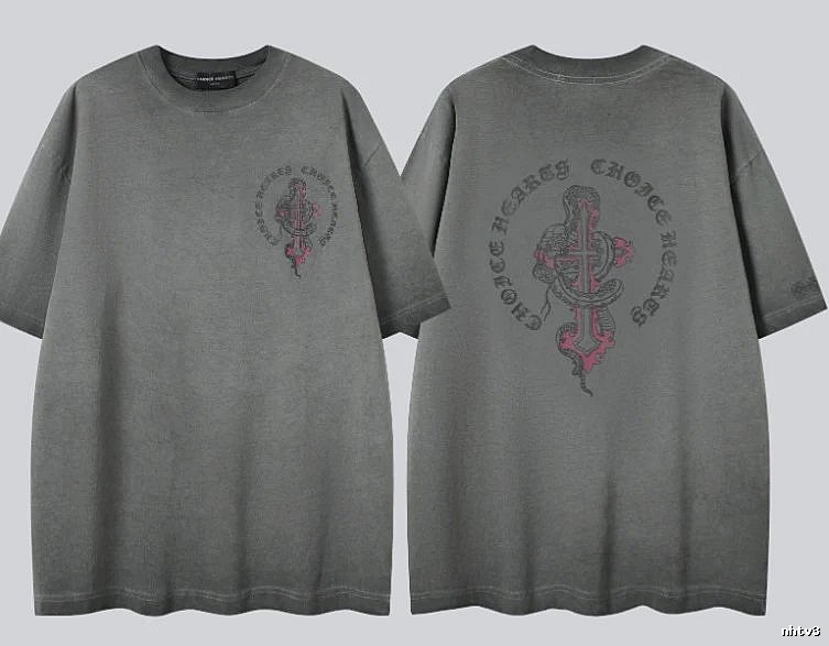 Chrome Hearts Spirit Snake Cross Vintage Smoke Grey Short-sleeve T-shirt