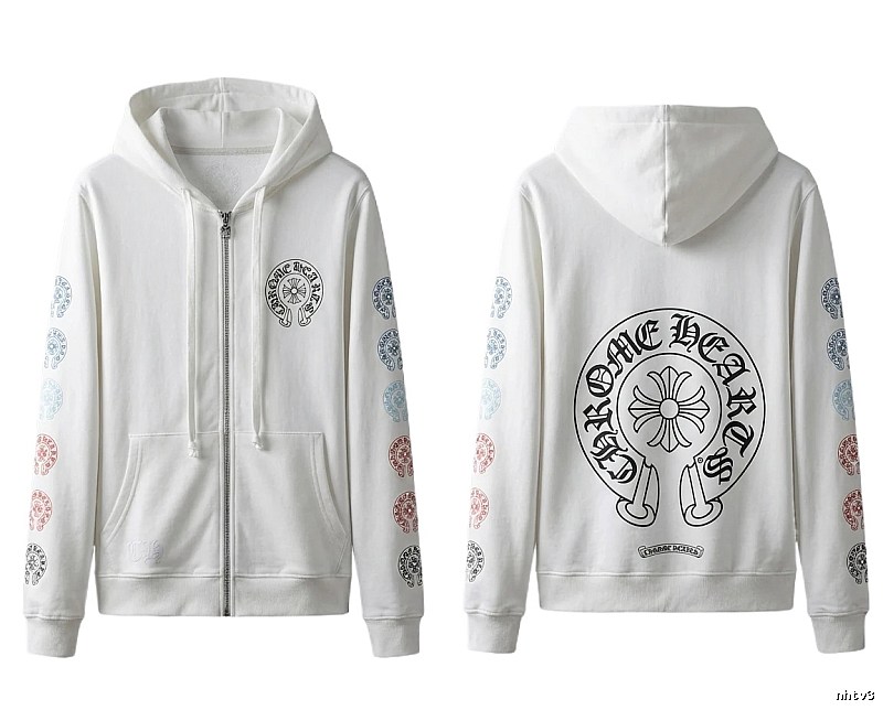 Chrome Hearts White Hoodie with Horseshoe Print Style