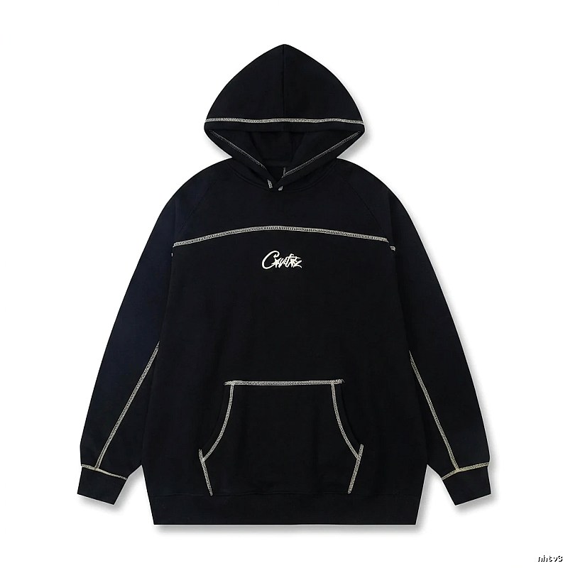 Corteiz Embroidered Simple Style Black Sweatshirt