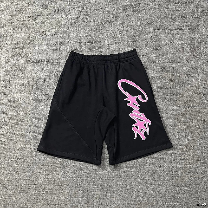 Corteiz graffiti-style black shorts