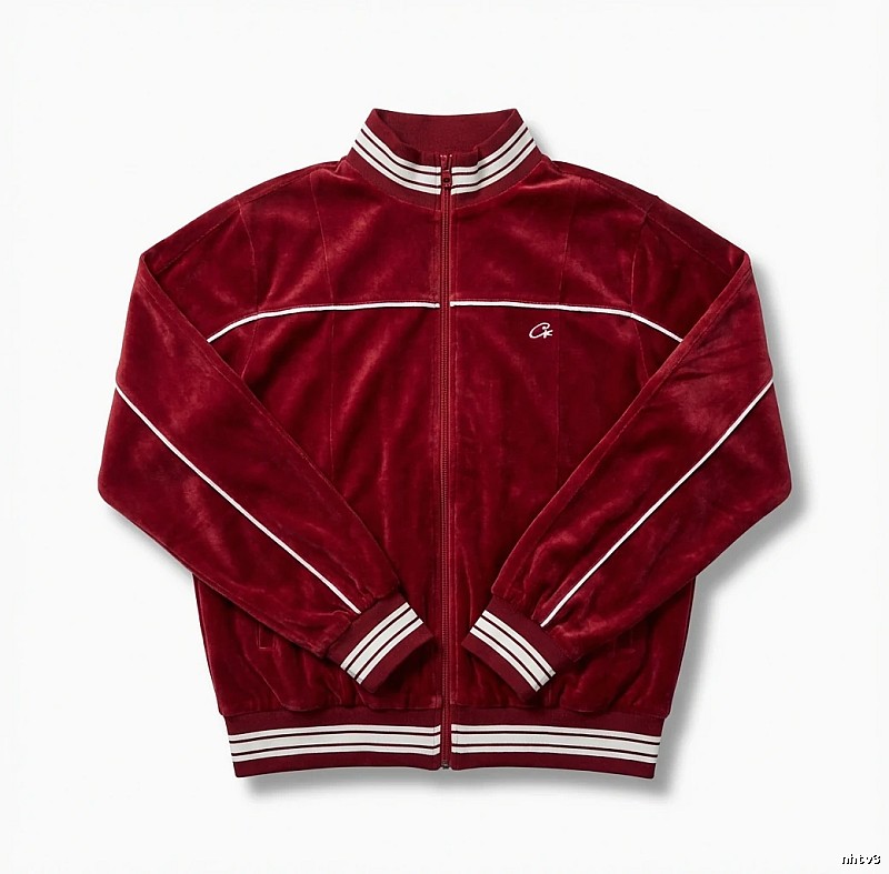 Corteiz retro-style burgundy jacket