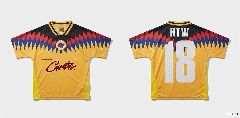 Corteiz RTW series yellow, black and blue color - blocking jersey