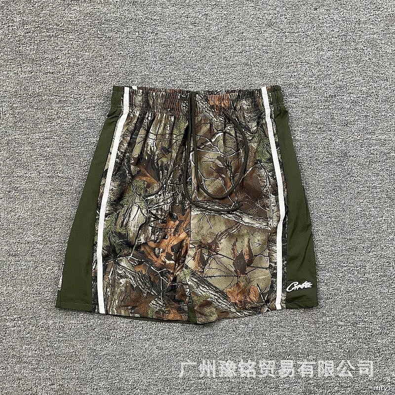 Corteiz Street Style Camouflage Army Green Athletic Shorts