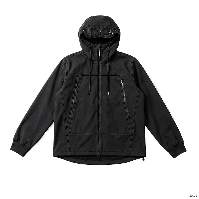C.P. hooded simple style black coat