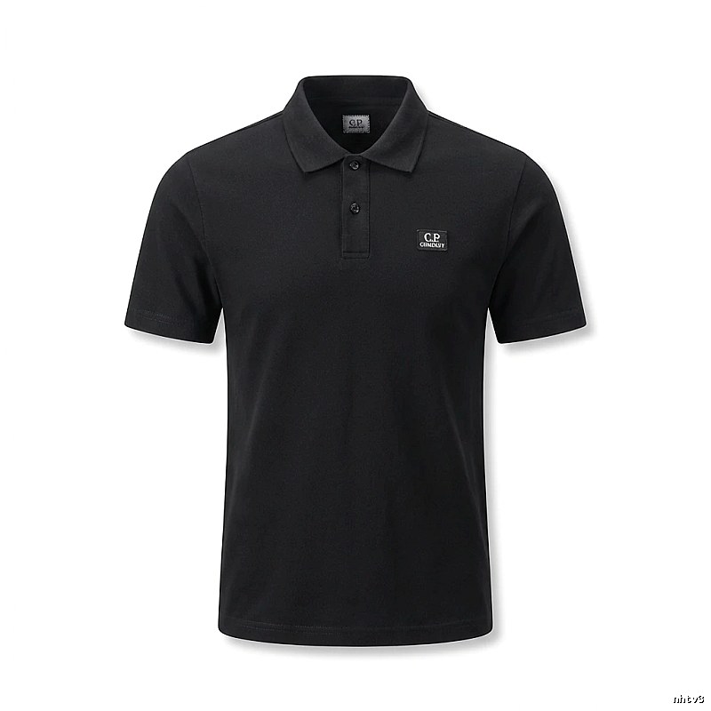 C.P. Simple Style Black Polo Shirt