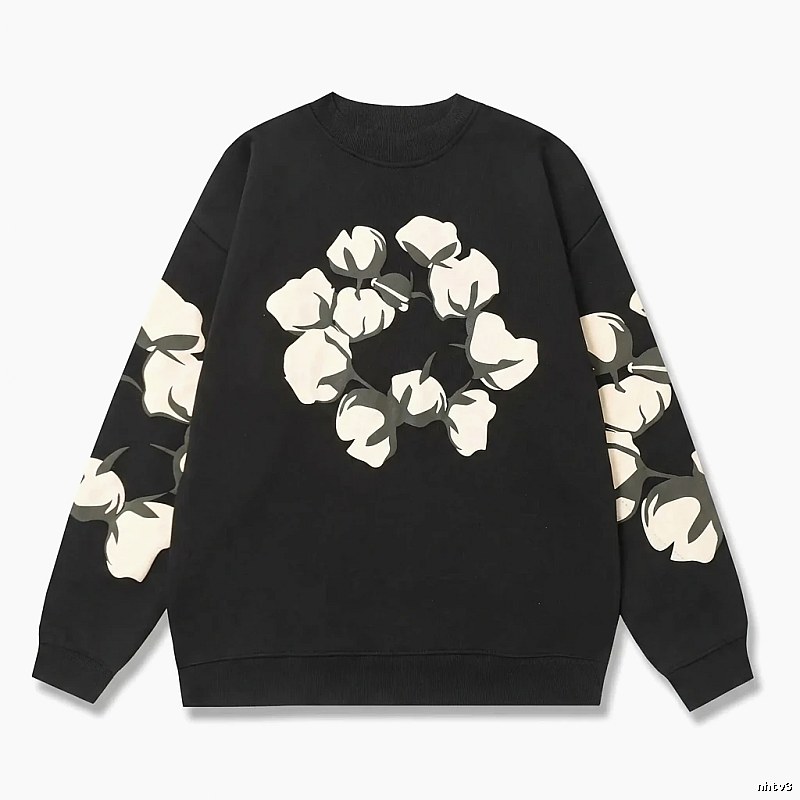 DENIM TEARS Cotton Printed Black Sweatshirt