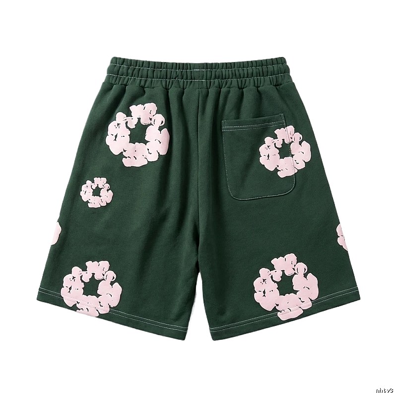 DENIM TEARS Floral Print Dark Green Shorts