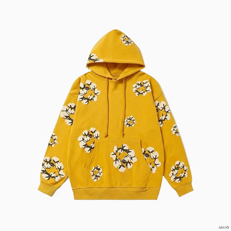 DENIM TEARS Floral Style Yellow Hoodie