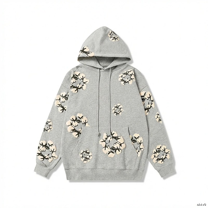 DENIM TEARS Floral Wind Grey Hoodie