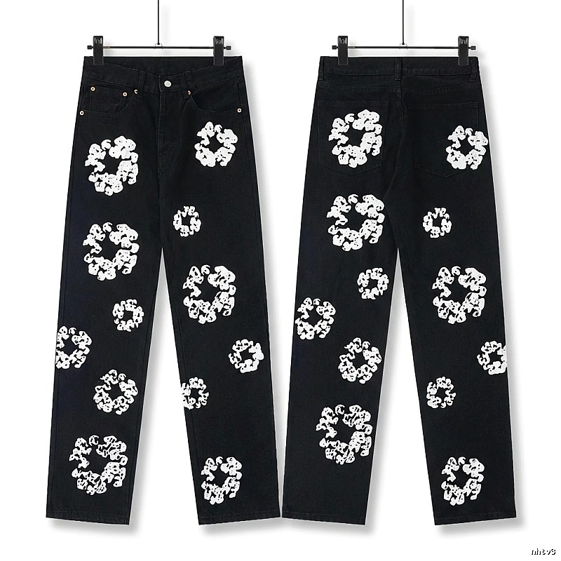 DENIM TEARS Printed Retro-Style Black Pants