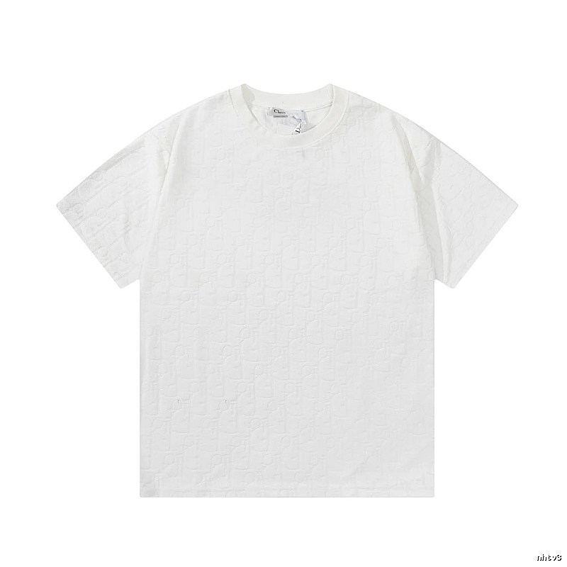 Dior All-over Monogram Print Light Luxury Style White T-Shirt