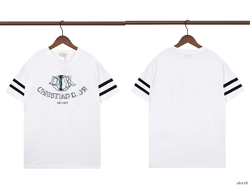 Dior Embroidered Collection Vintage Style White Short-sleeve T-shirt