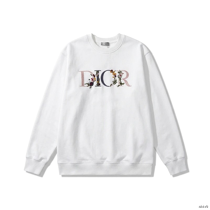 Dior floral embroidery style white sweatshirt