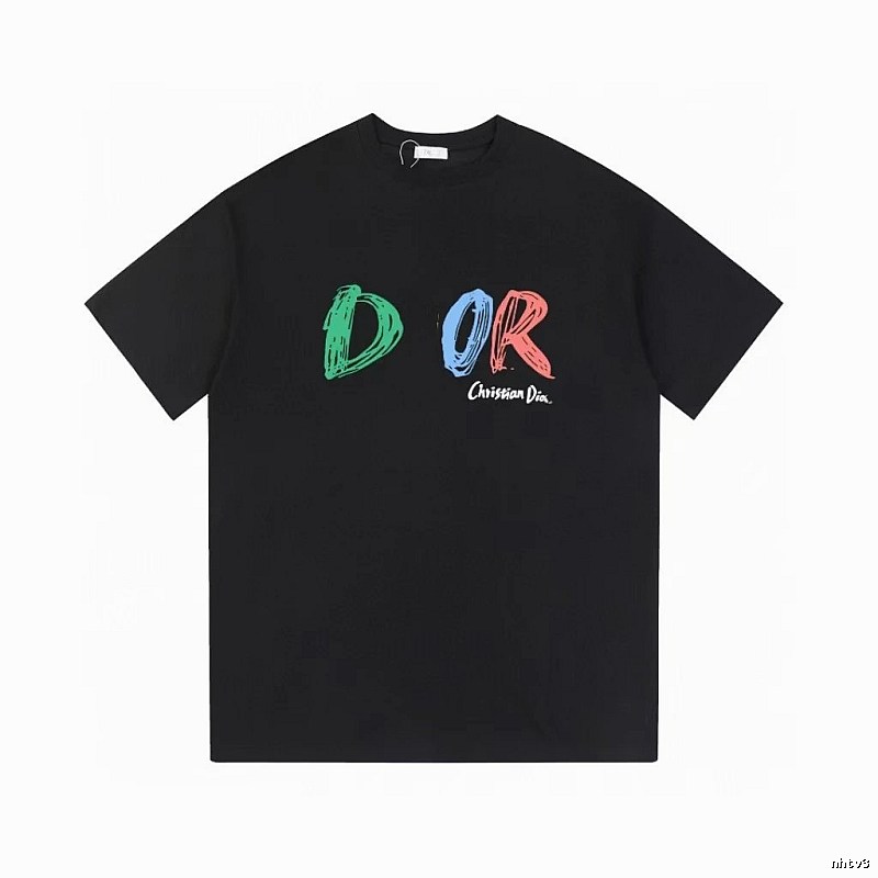 Dior Graffiti Collection Edgy Trendy Style Black Short-sleeve T-shirt