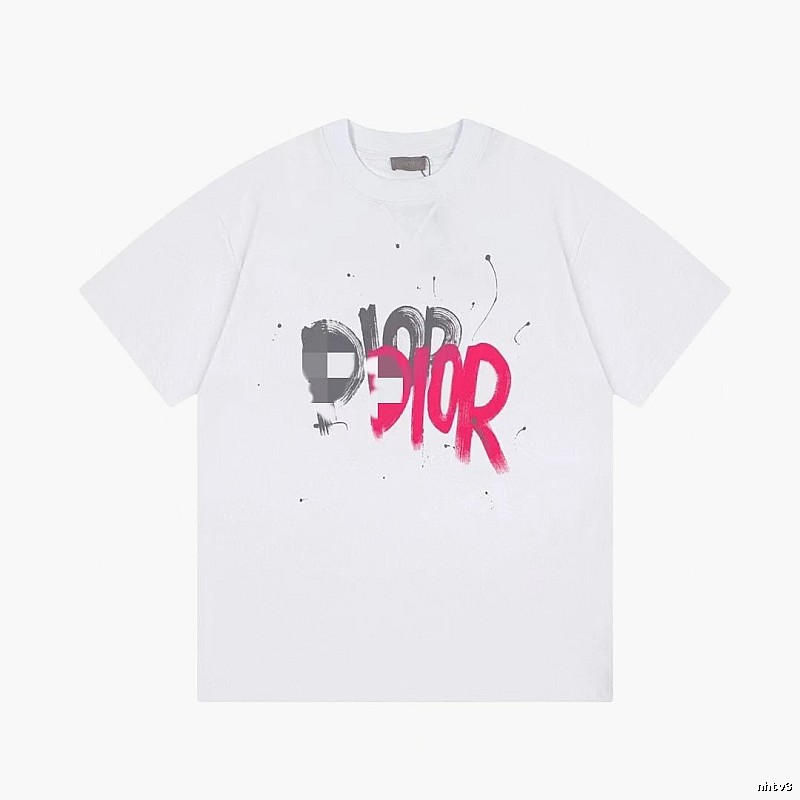 Dior Graffiti Street Style White Short-Sleeve T-Shirt