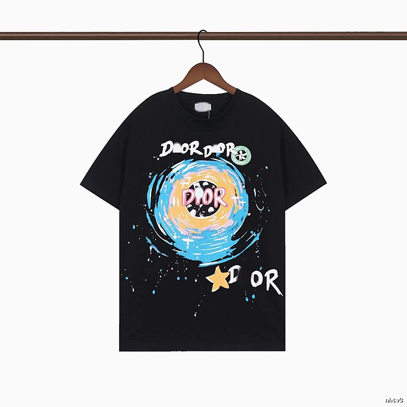 Dior Starry Sky Graffiti Style Black Short-sleeve T-Shirt
