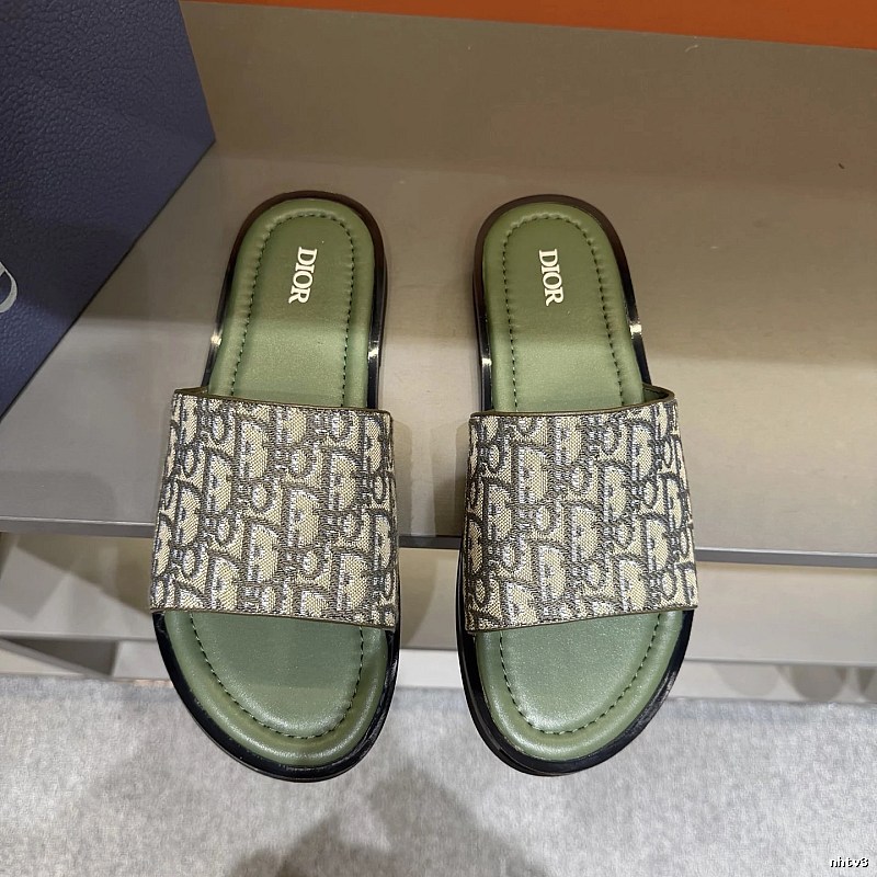 Dior Vintage Monogram Green Slides