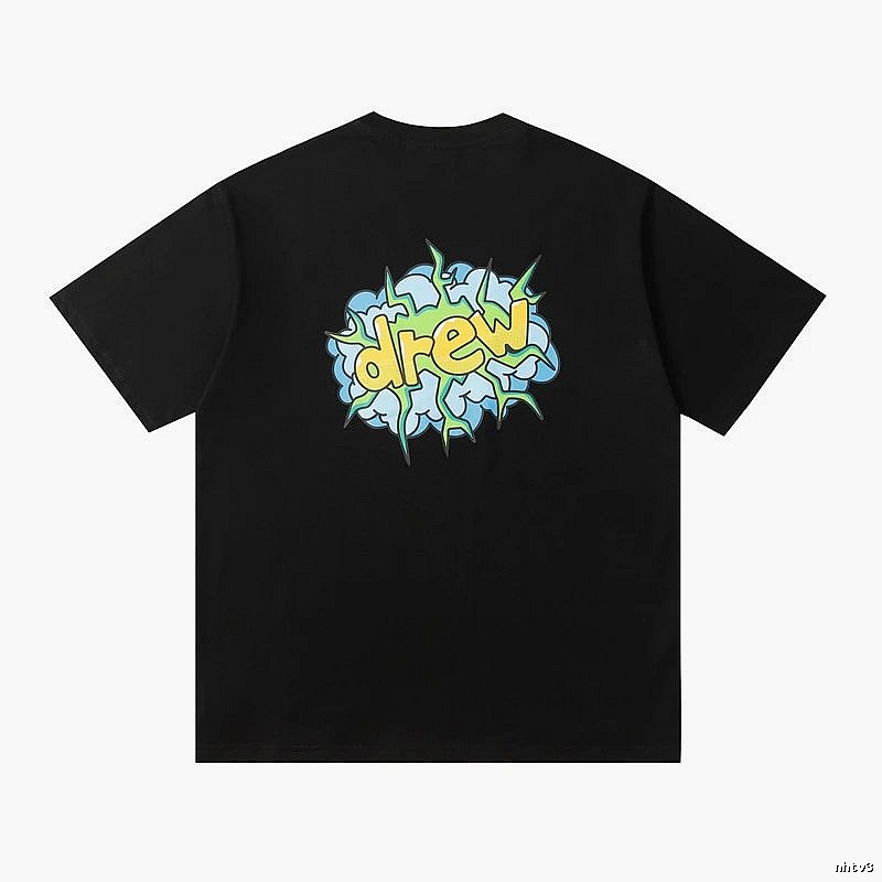 DREW Explosion Print Street Style Black Short-sleeve T-shirt