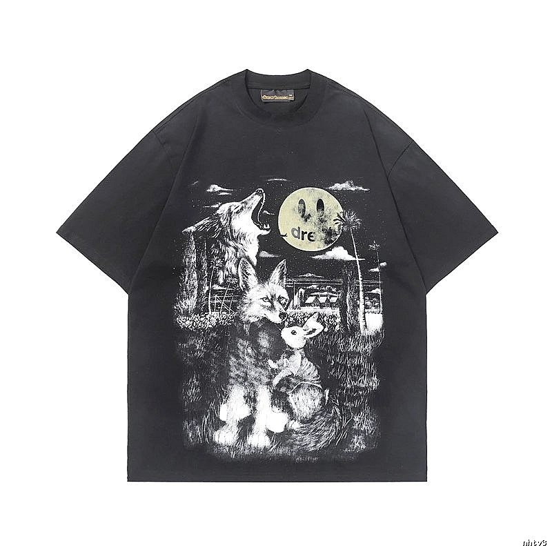 DREW Smiley Collection Street Style Black T-Shirt