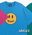 DREW Smiley Face Street Style Blue Short Sleeve T-Shirt