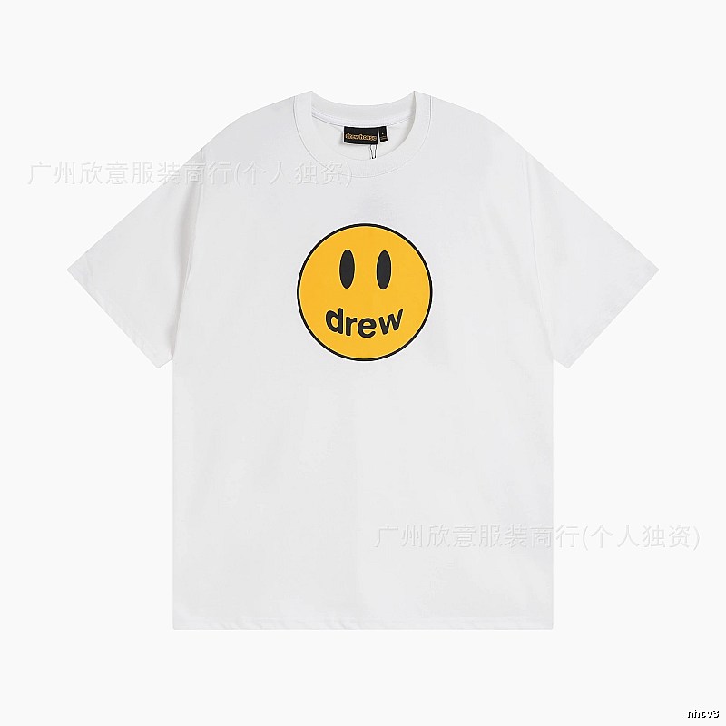 DREW Smiley Series Casual Style White Short-sleeve T-shirt