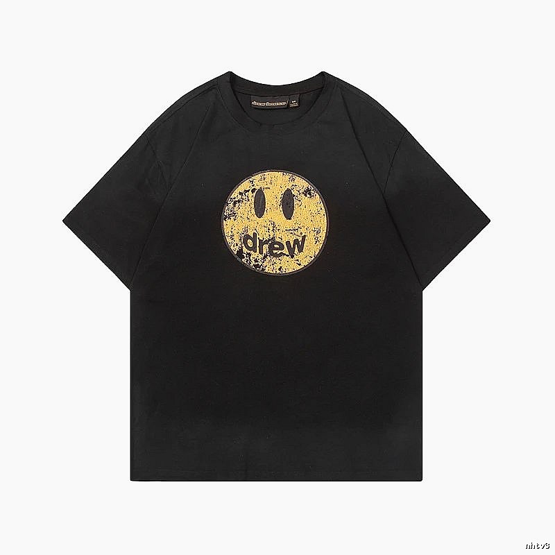 DREW Smiley Series Street Style Black T-shirt