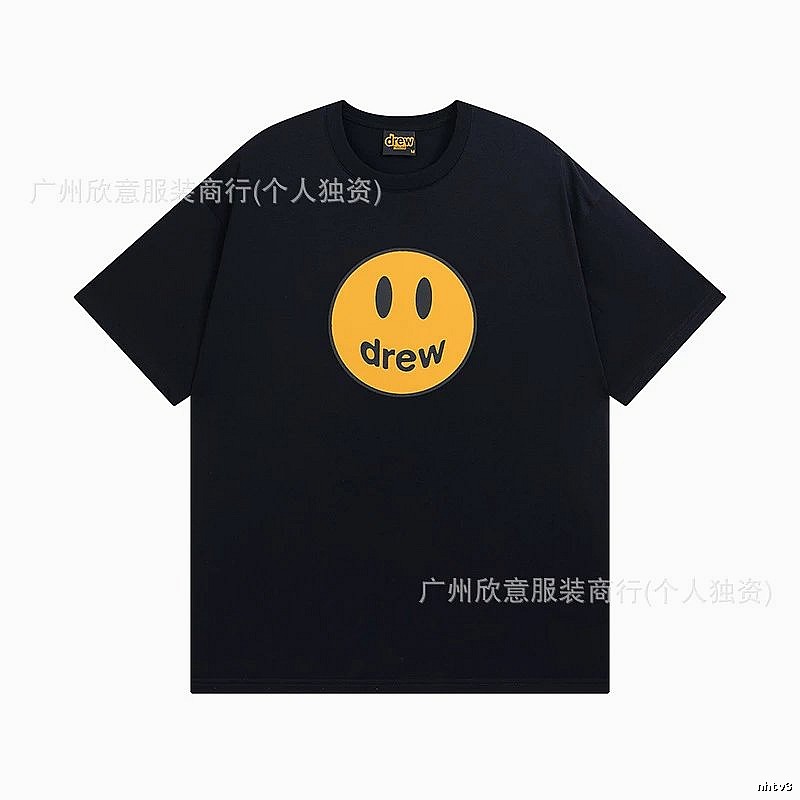 DREW Smiley Street Style Black Short-sleeve T-shirt