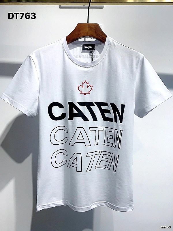 DSQ CATEN Letter Print Trendy Brand White Short Sleeve T-Shirt