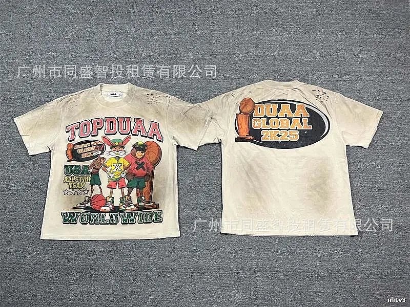 DUAA2K25 American Retro Beige Printed Short-sleeve T-shirt