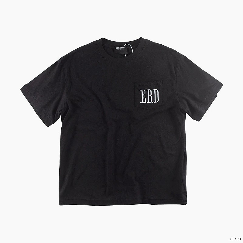 ERD Pocket Embroidery High Street Style Black T-shirt