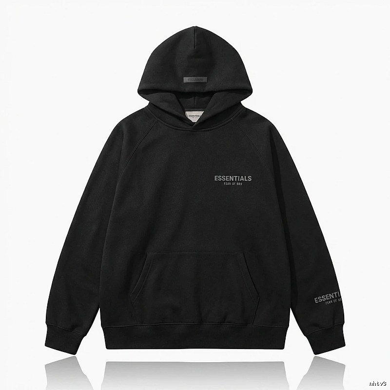 ESSENTIALS minimalist style black hoodie