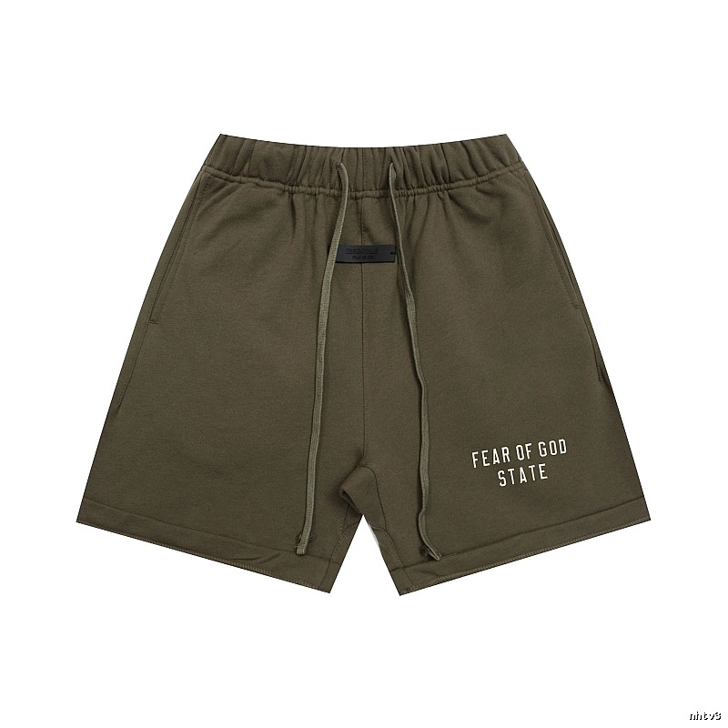 ESSENTIALS Sporty Military Green Shorts