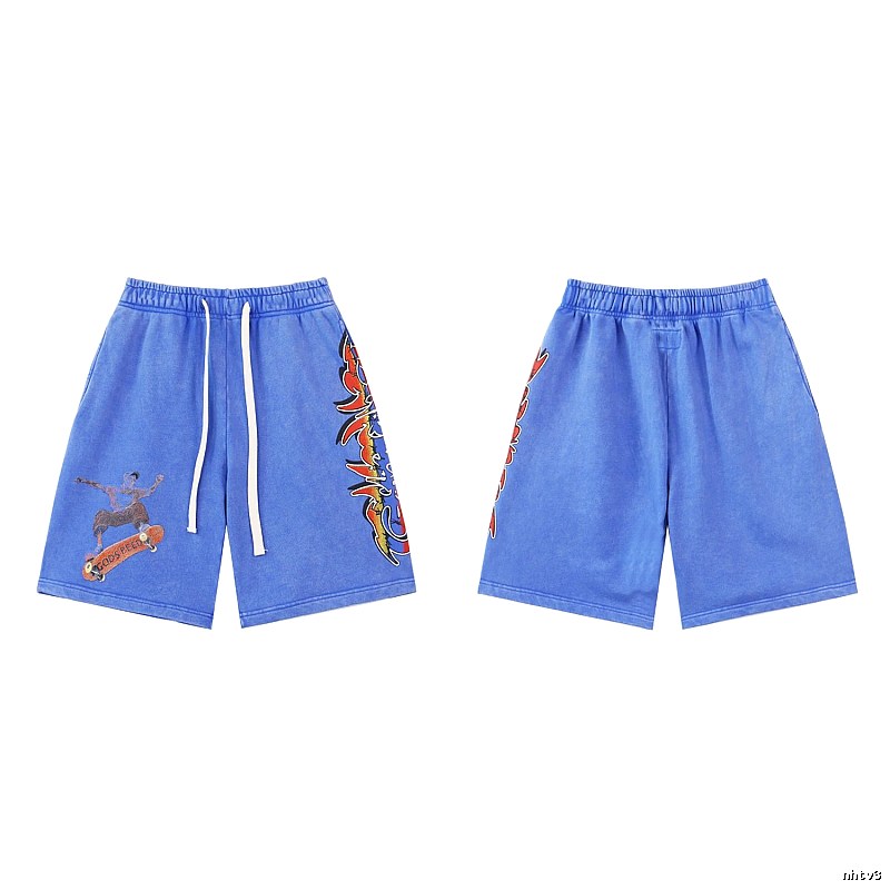 Godspeed Skate Print Street Style Blue Shorts