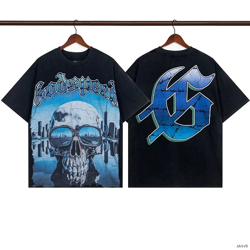 Godspeed Skeleton Print Street Style Black T-Shirt