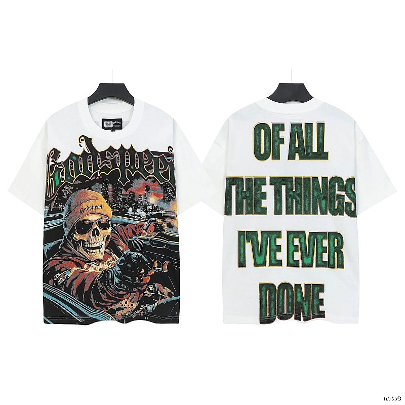 Godspeed Skull Print Street Style White T-shirt