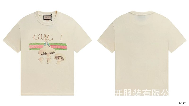 Gucci Co-branded Retro Style Off-white Printed T-Shirt