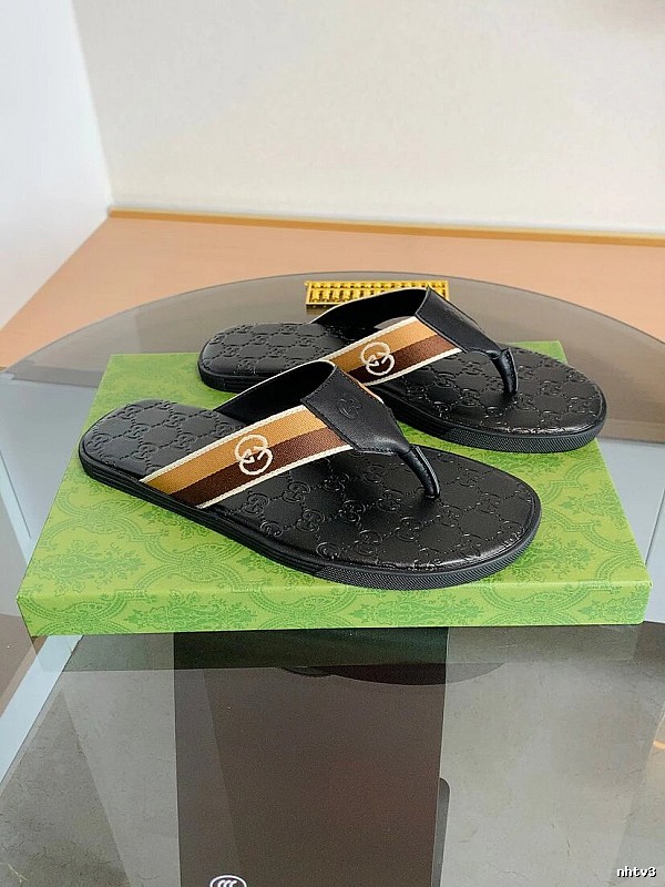 Gucci Double G Series Casual Style Black Flip-Flops