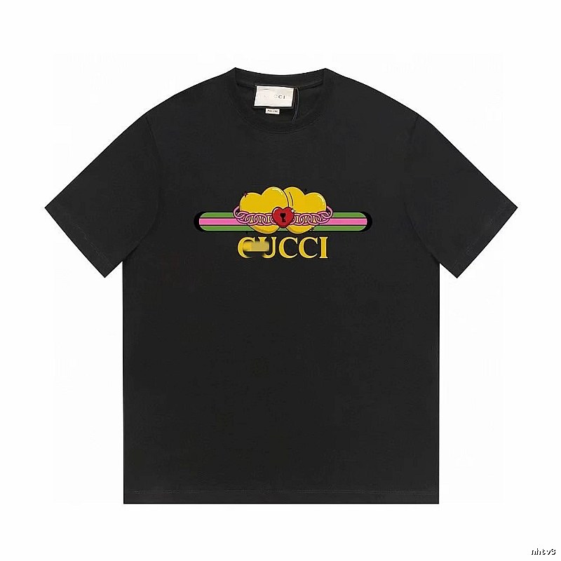 Gucci Heart Print Trendy Black Short-sleeved T-shirt